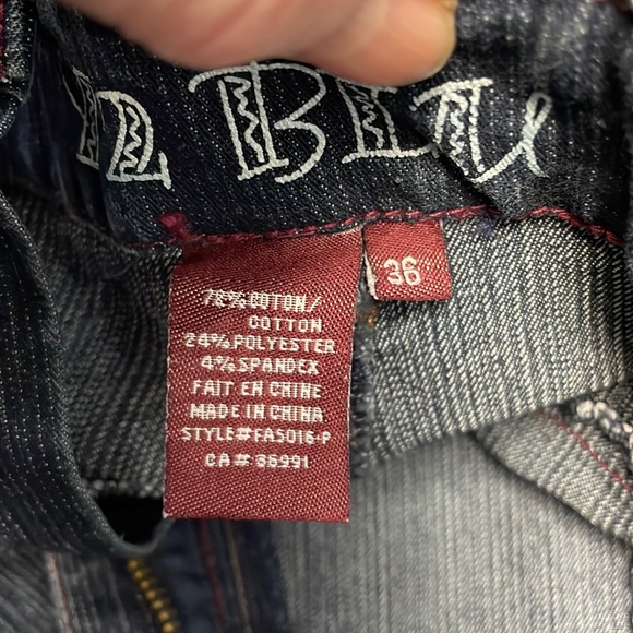 Vintage Y2 BLU Blue Jeans, Brown Leather Trim, SZ 36 - Picture 4 of 10